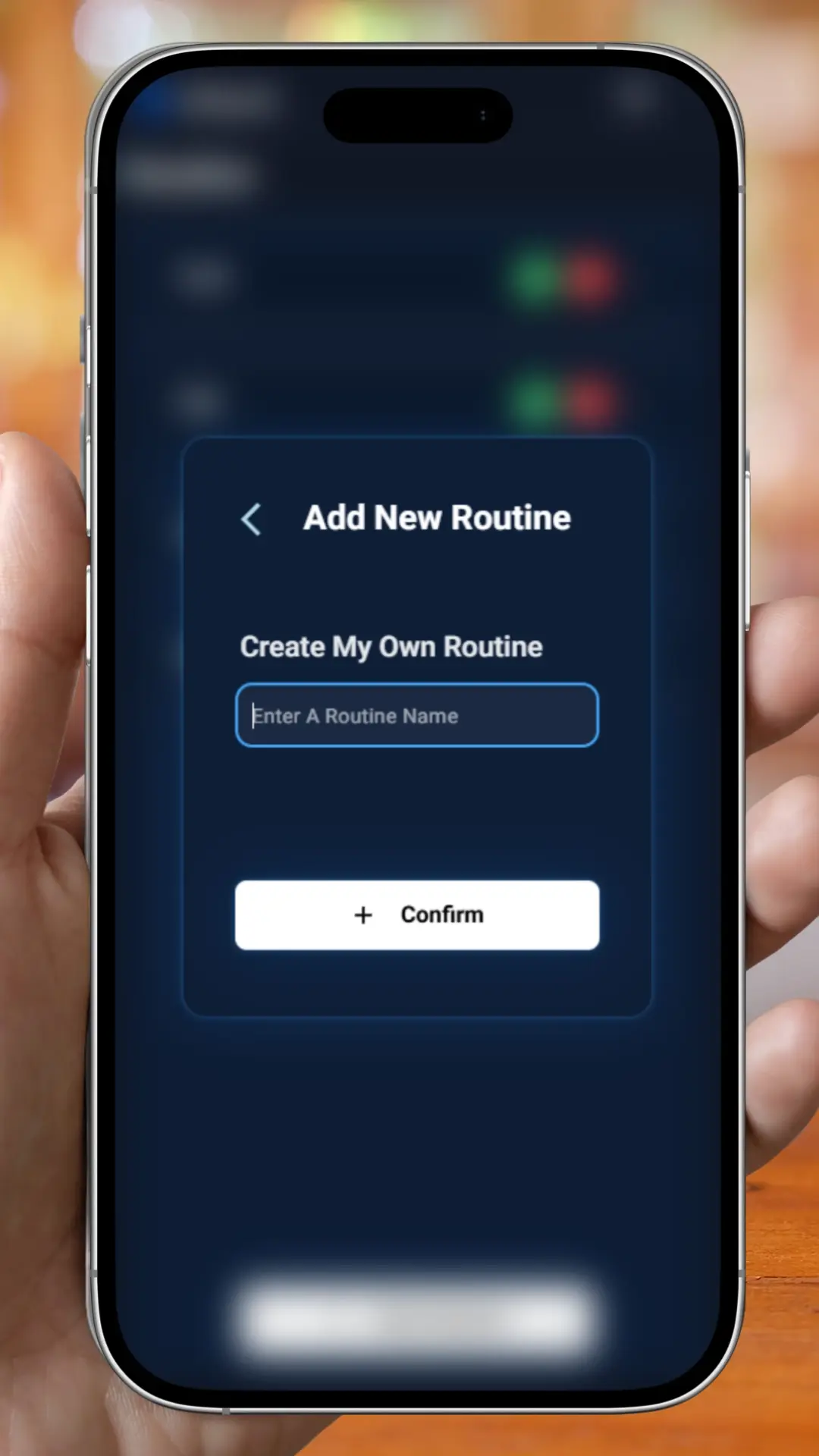 Creating a custom workout routine screenshot